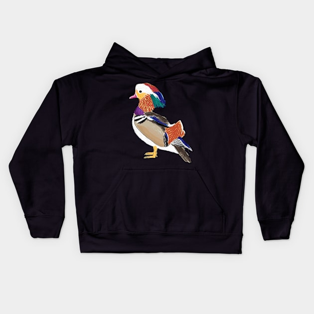 Nice Artwork showing a Mandarin Duck III Kids Hoodie by JDHegemann